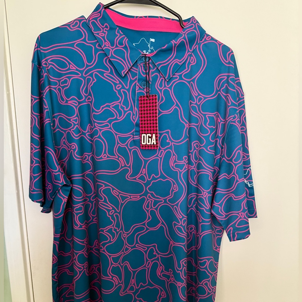 Never Worn - OGA Oahu Golf Apparel  “Island Coral” contrast polo